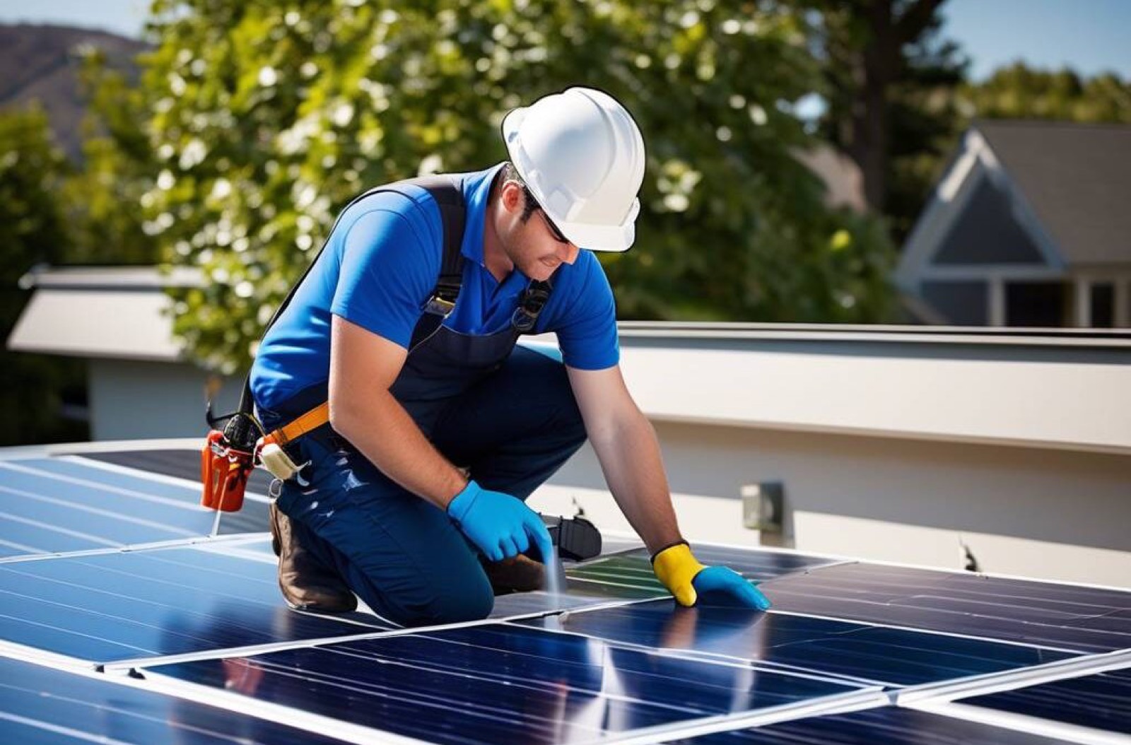 Serwisant przy instalacji solarnej